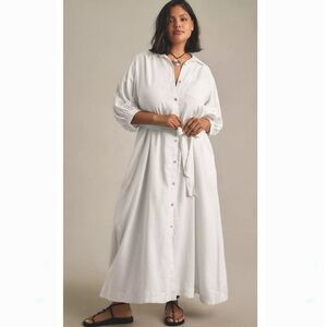 Anthropologie Maeve Mona Linen Maxi Shirtdress Size 2X